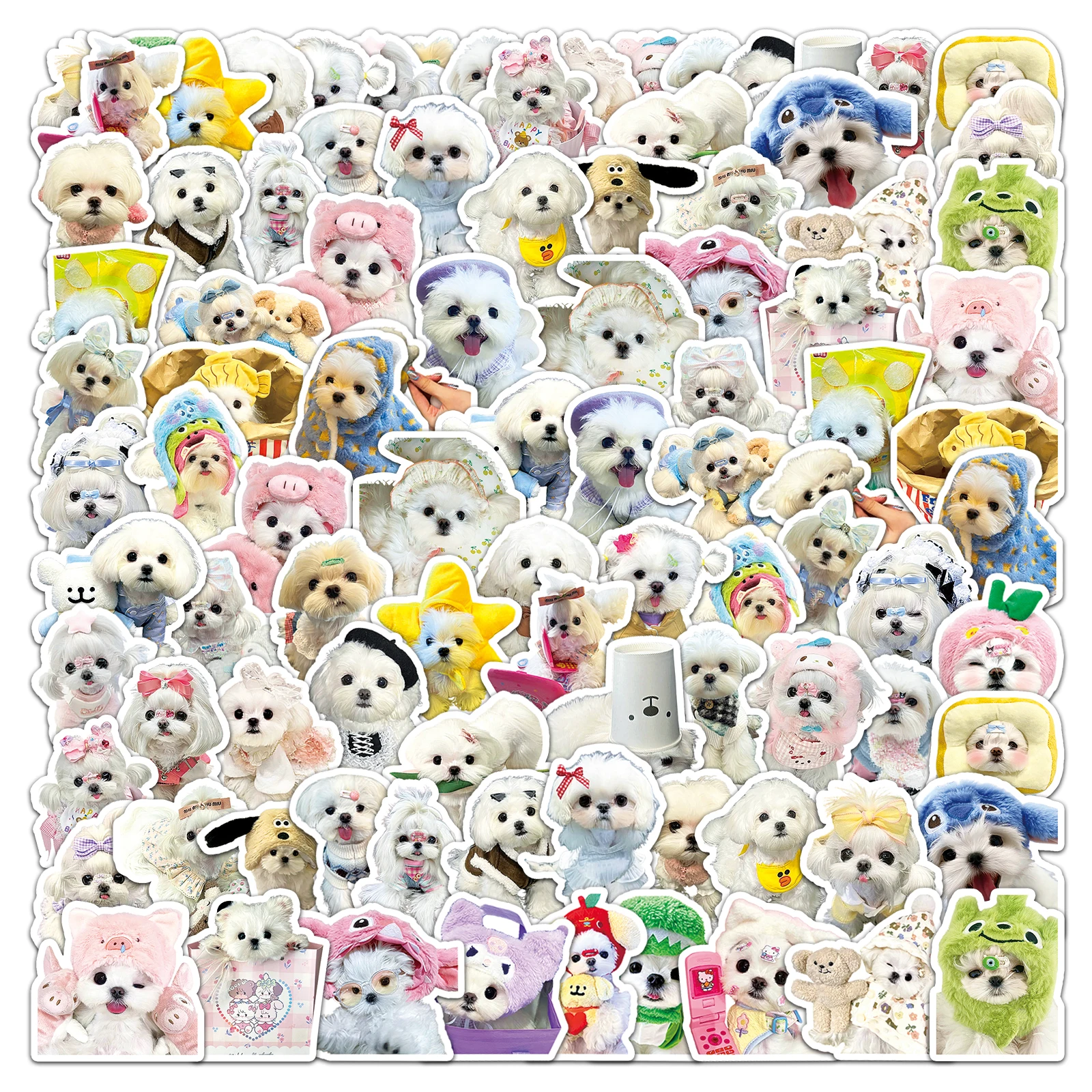 100 Cartoon Cute Maltese Kawaii Dog Graffiti Stickers Suitcase Laptop Guitar Skateboard Personalized Decoration Stickers