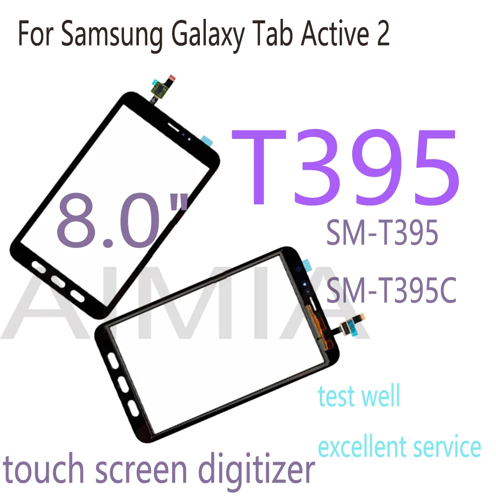 Original 8.0 Inch For Samsung Galaxy Tab Active 2 T395 SM-T395 SM-T395C Touch Screen Digitizer Outer Panel Glass Replacement