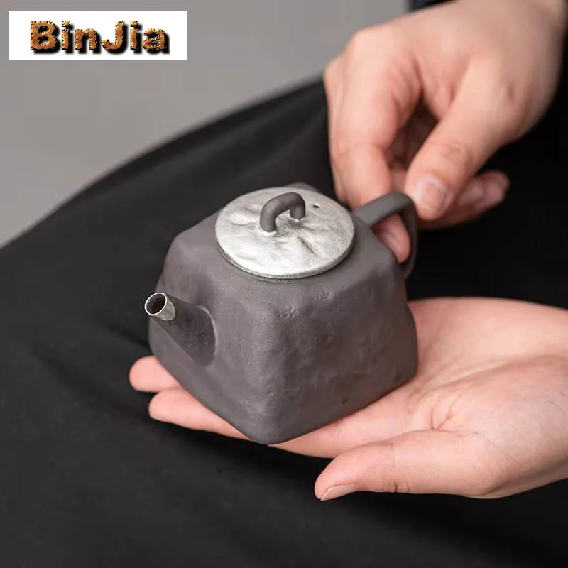 200 مللي إبريق شاي من الفخار الخشن الياباني مصنوع يدويًا وعاء فئة مذهب غلاية تخمير الشاي مع فلتر هدايا كونغ فو تشا الصينية الحرفية هدية #3