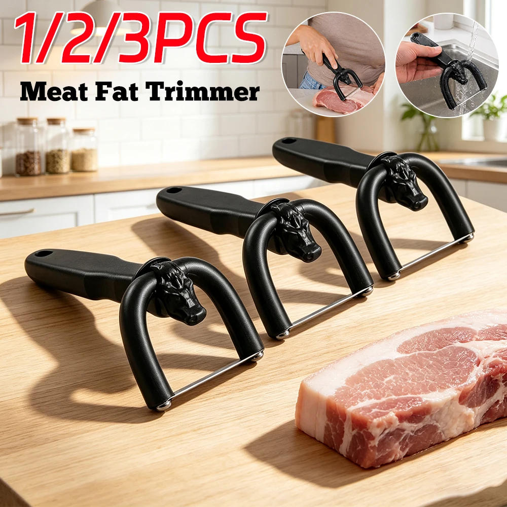 1/2/3Pcs Handheld Meat Fat Trimmer, Practical Kitchen Gadget, With Non-Slip Grip & Safety Guard, For Trimming Beef, Pork ﻿