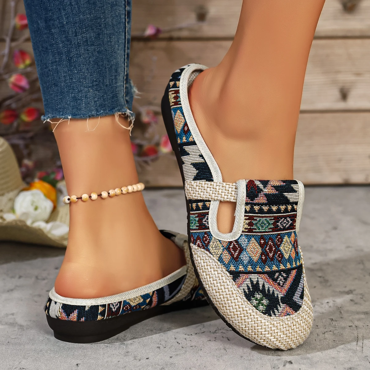 Ethnische bestickte Schuhe: Neue atmungsaktive Leinen-Halbslipper für Damen mit weichen Sohlen – Damen-Stoffschuhe für den Einzelfuß – Detail 20