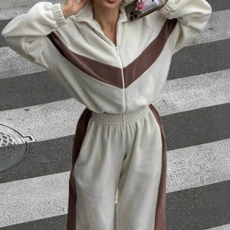 

2026 Spring and Autumn New Casual Women's Fashion Sports Suit Zipper Cardigan Trousers