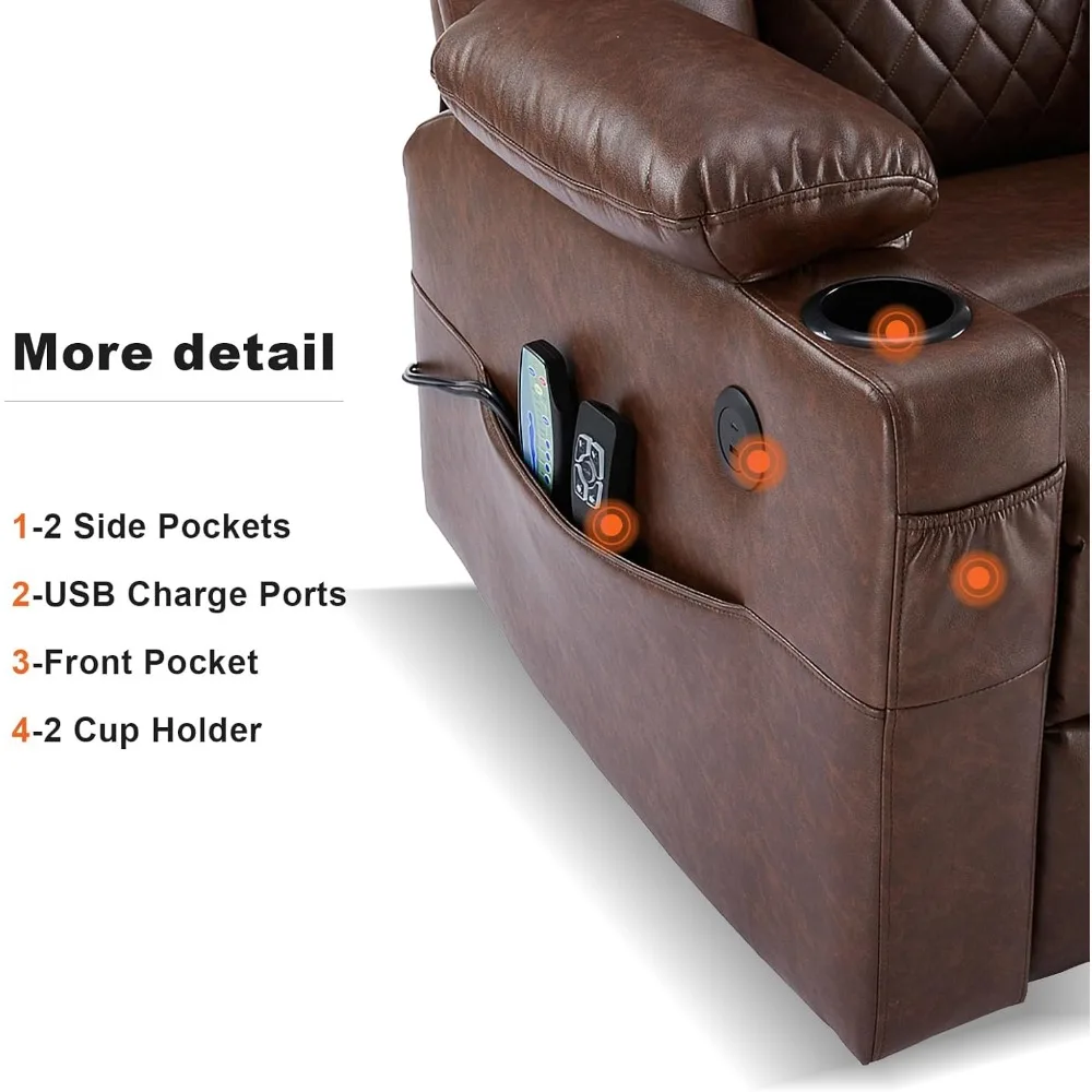 كراسي كرسي رفع الطاقة بمحرك مزدوج مع حرارة وتدليك لكبار السن، كراسي كهربائية جلدية مع مسند للقدمين، لانهائي Posi