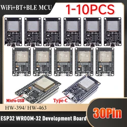 1-10PCS ESP32 TYPE-C/USB CH340C CP2102 WiFi+Bluetooth Ultra-Low Power Dual Core ESP32-DevKitC-32 30Pin Expansion Board