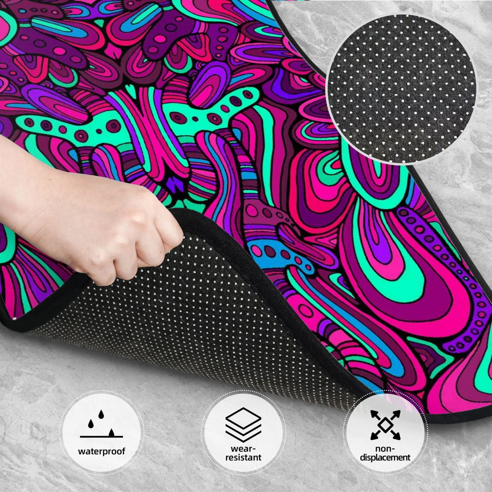 Rainbow Tie Dye Print Car Floor Mats of 4 Pieces Anti Slip Front and Rear Foot Mats Universal Car Accessories for SUV Van Truck view 3