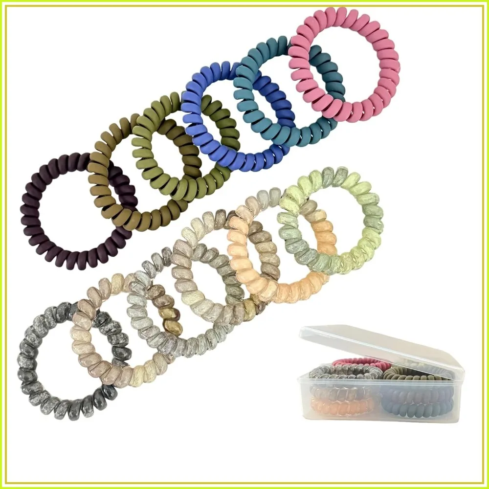 

12Pcs Spiral Hair Ties Set with Box - No Damage, Multicolor, Perfect Gift for Women