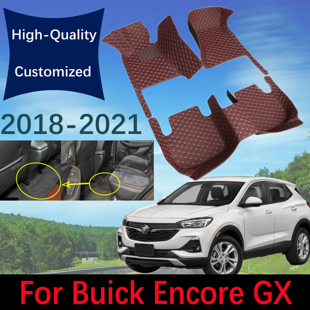 

Custom Leather Car Floor Mats For Buick Encore GX 2018~2021 Fashion Automobile Carpet Rugs Foot Pads Interior Accessories