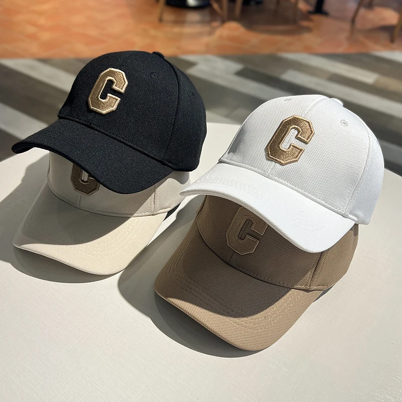 Baseball Cap Men and Women Hard Top Deep Top Ins Tide Brand Letter C Cap Four Seasons Can Wear All Matching Face Small Shade Hat