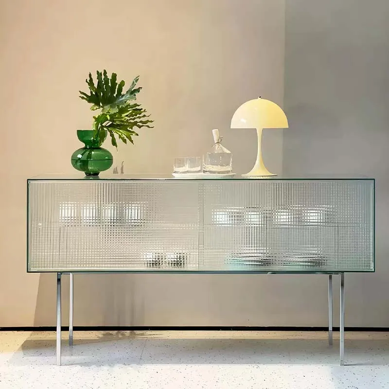 

Italian minimalist glass dining side cabinet integrated locker against the wall living room locker