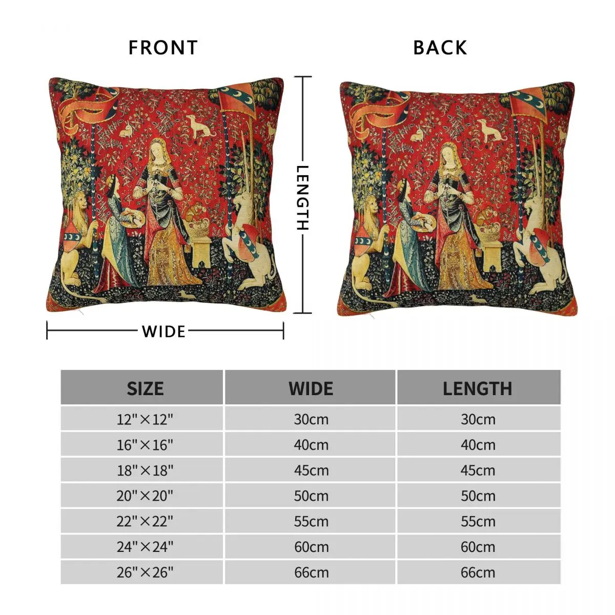 Lady And The Unicorn: ﾀ Mon Seul Dﾩsir Square Pillowcase Polyester Linen Velvet Creative Zip Decor Car Cushion Cover Wholesale