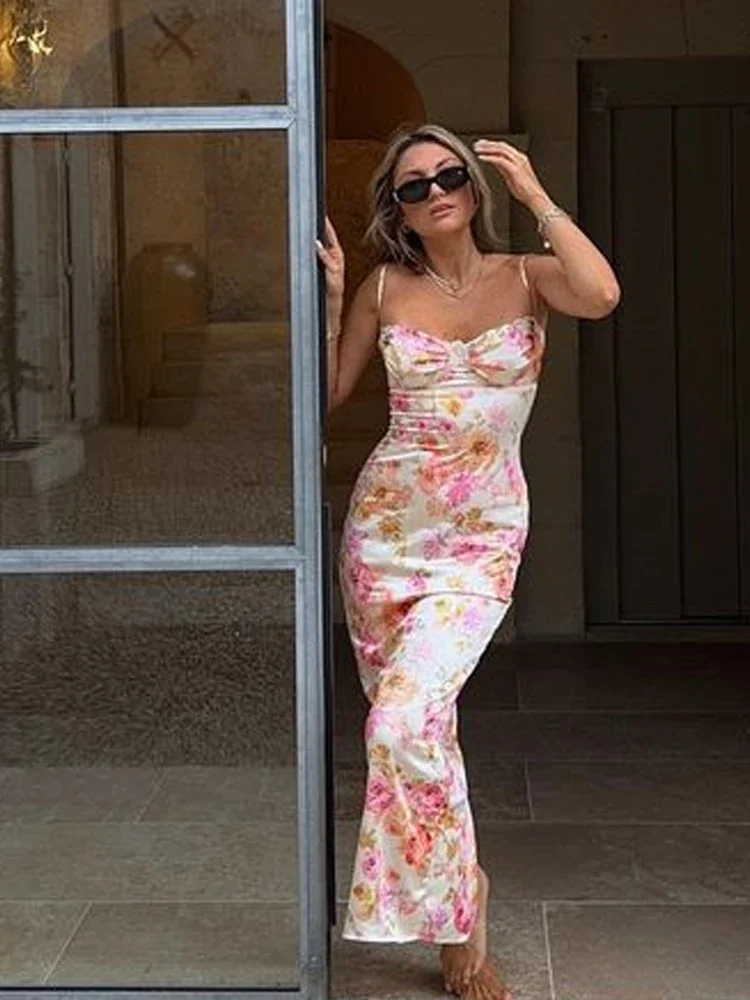 Suninheart verão cinta de espaguete floral impressão vestidos de festa elegante maxi bodycon casamento convidado vestido de férias novo em vestido