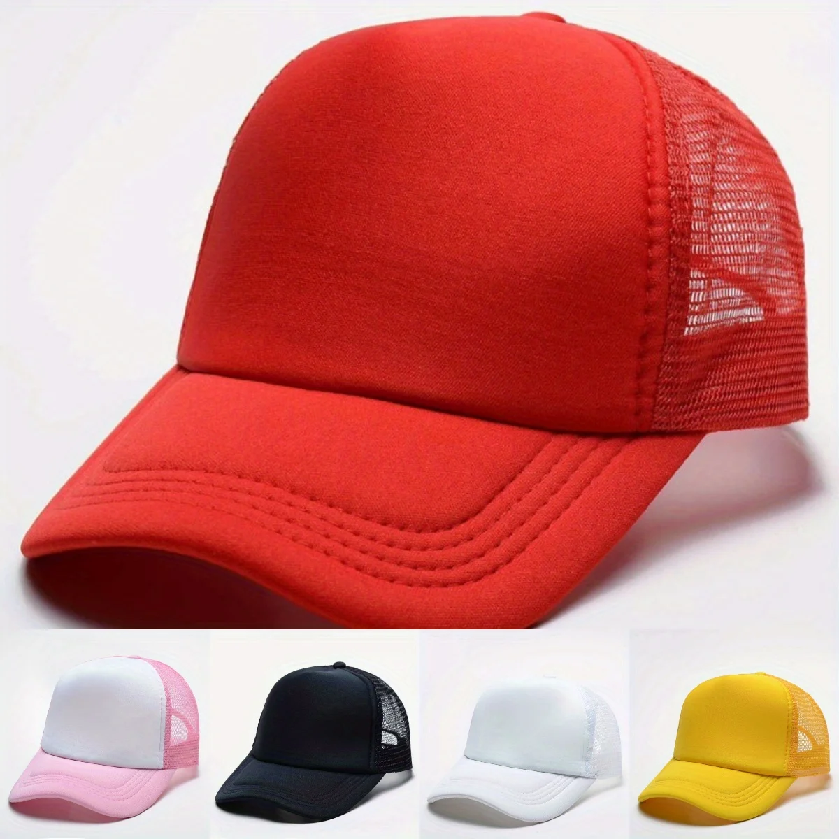 

Men's Solid Colour Mesh Baseball Cap Fashionable Casual Breathable Sun Hat Outdoor Sports Trucker Hat