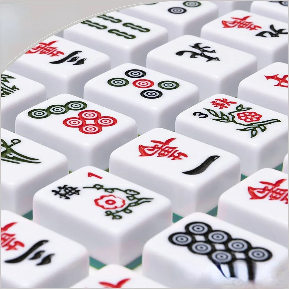 Luxury classic mahjong game set, 152 mahjong cards, with wooden storage box, suitable for indoor games