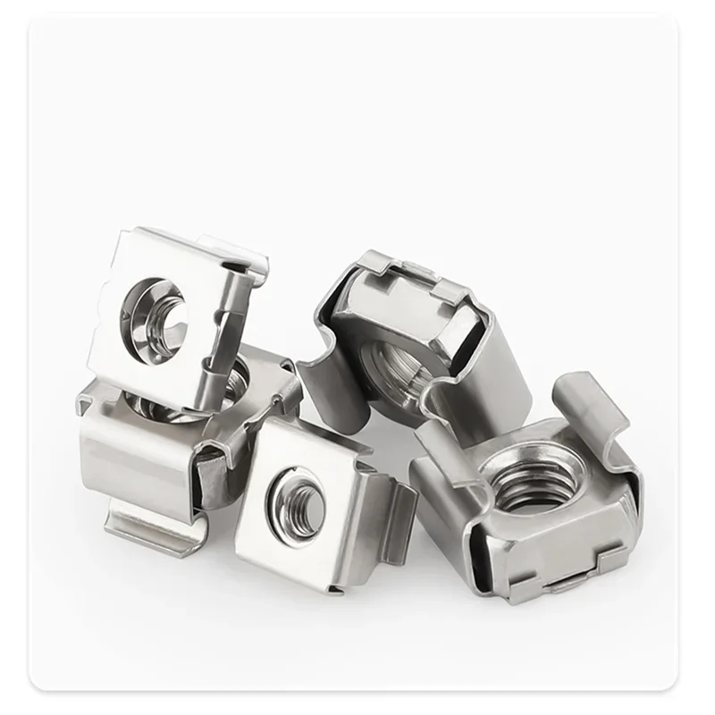 M4 M5 M6 M8 Square-Hole Hardware Cage Nuts Square Elastic Rack Mounting Server Cabinet Shelf Clamps Floating Cage Nuts