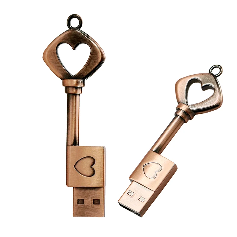 

Metal Heart Key USB Flash Drive 128GB Pen Drive 8GB 16GB 32GB 64GB Pendrive Metal Lock CLE USB 256G Memory Stick подарок