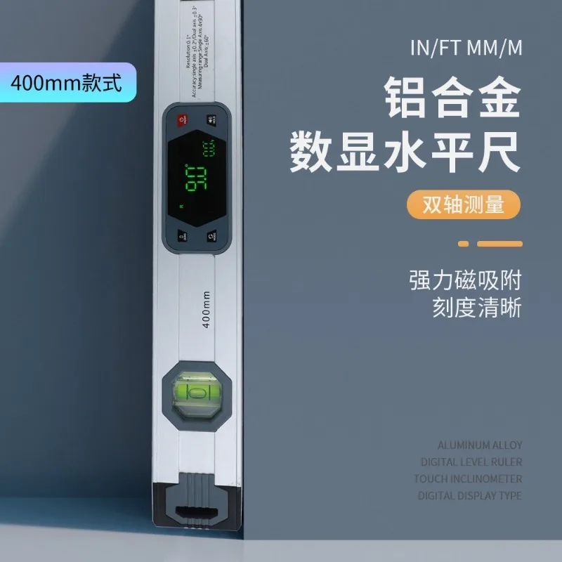 High Precision Aluminum Alloy Digital Level Ruler Dual Axis Inclinometer with Buzzer Electronic Angle Ruler Slope Measuring Tool