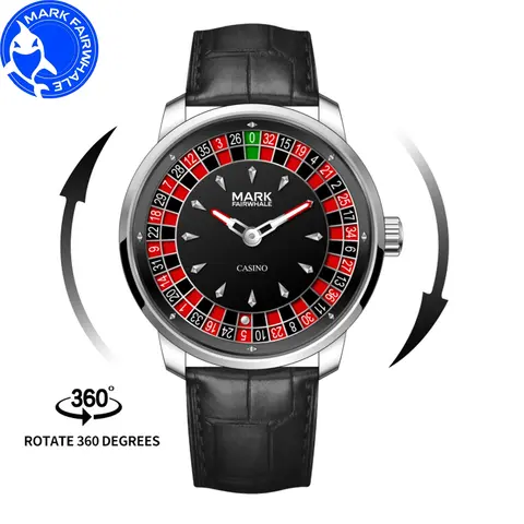 Mark Fairwhale 5031 New Waterproof Watches Roulette Fun Game Recessed Wheel Dial Leather Steel Men's Watch Arabic Numerals Clock