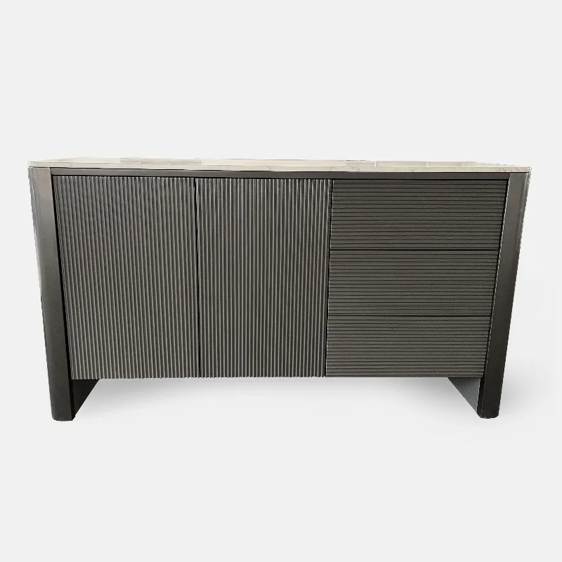High-end modern gray and white marble stainless steel freestanding five + compartment dining room living room bar wine cabinet