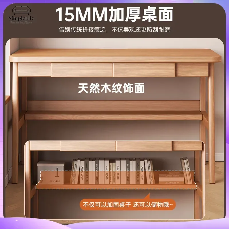 Solid Wood Computer Desk for Small Apartment Home Office Study Table with Drawers Writing Desk Student Desk Bedroom
