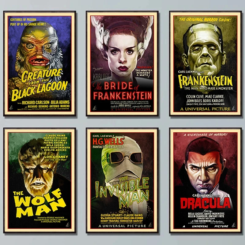 U-Universal M-Monsters Horror PosterclassicWall Art PrintingpaintingHome Living Bed Room Bar Aesthetic Decor