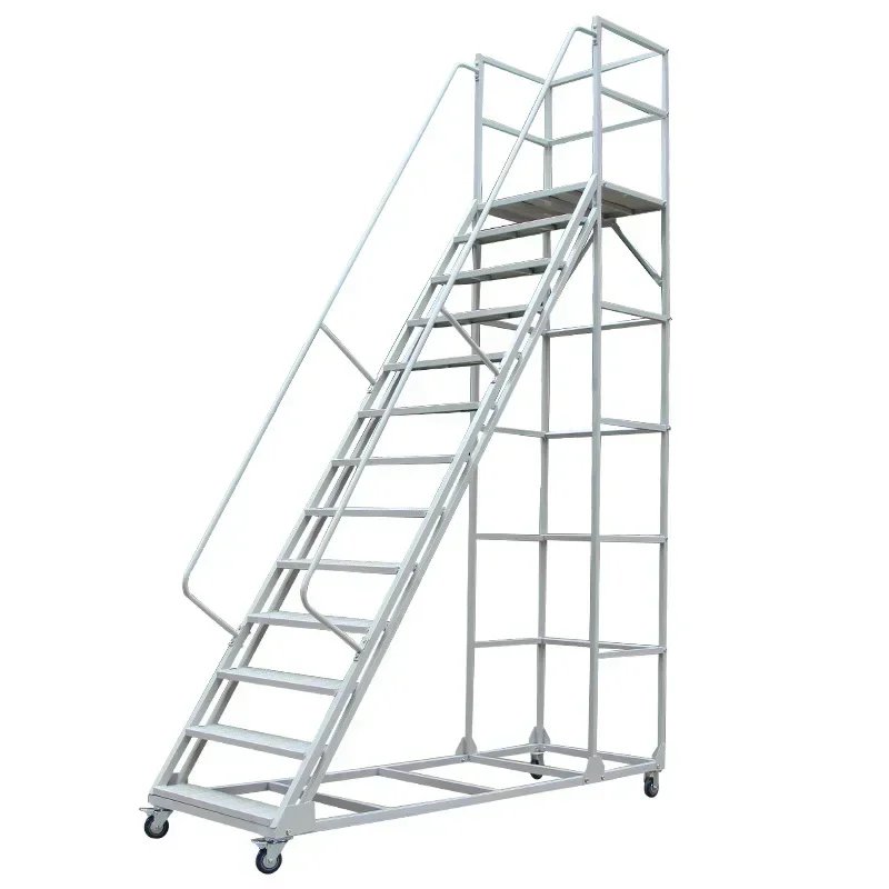 Warehouse Mobile Platform Climbing Car Climbing Ladder Warehouse Cargo Elevator with Silent Wheels Stable Protective Ladder