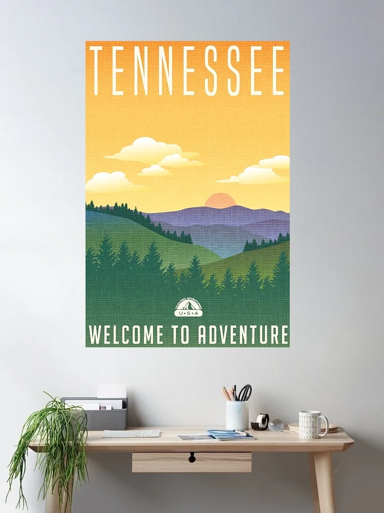 Tennessee Welcome To Adventure Retro Travel Cool , Art Picture Print Canvas Poster Home Wall Decor