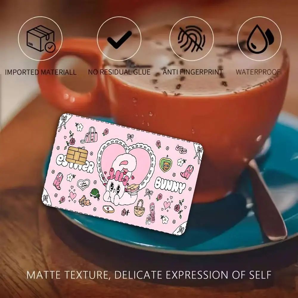 E-Esther B-Bunny Long Game Anime Cartoon Bear Skin Sticker Film Tape Case for Big Credit Debit Card Front Side