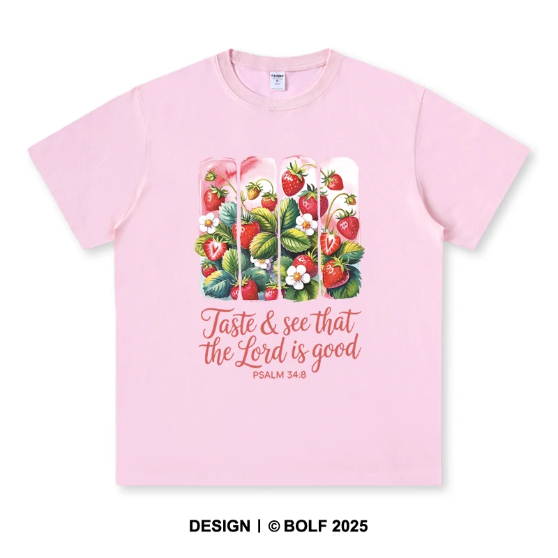 Damen-T-Shirt mit frischen Erdbeeren, bedruckt, 100 % Baumwolle, übergroß, süße Grafik-T-Shirts für Herren, Sommer-Tops, Kawaii-Streetwear