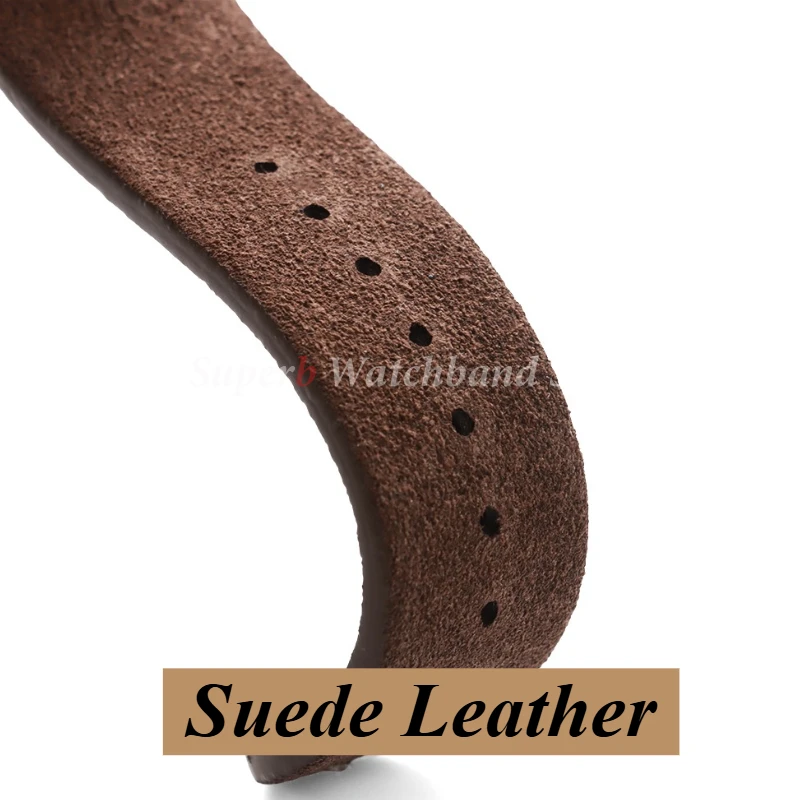 Pulseira de couro de camurça para seiko 18mm 20mm 22mm pulseira de relógio vintage pulseira de costura artesanal para huawei watch gt3/gt4