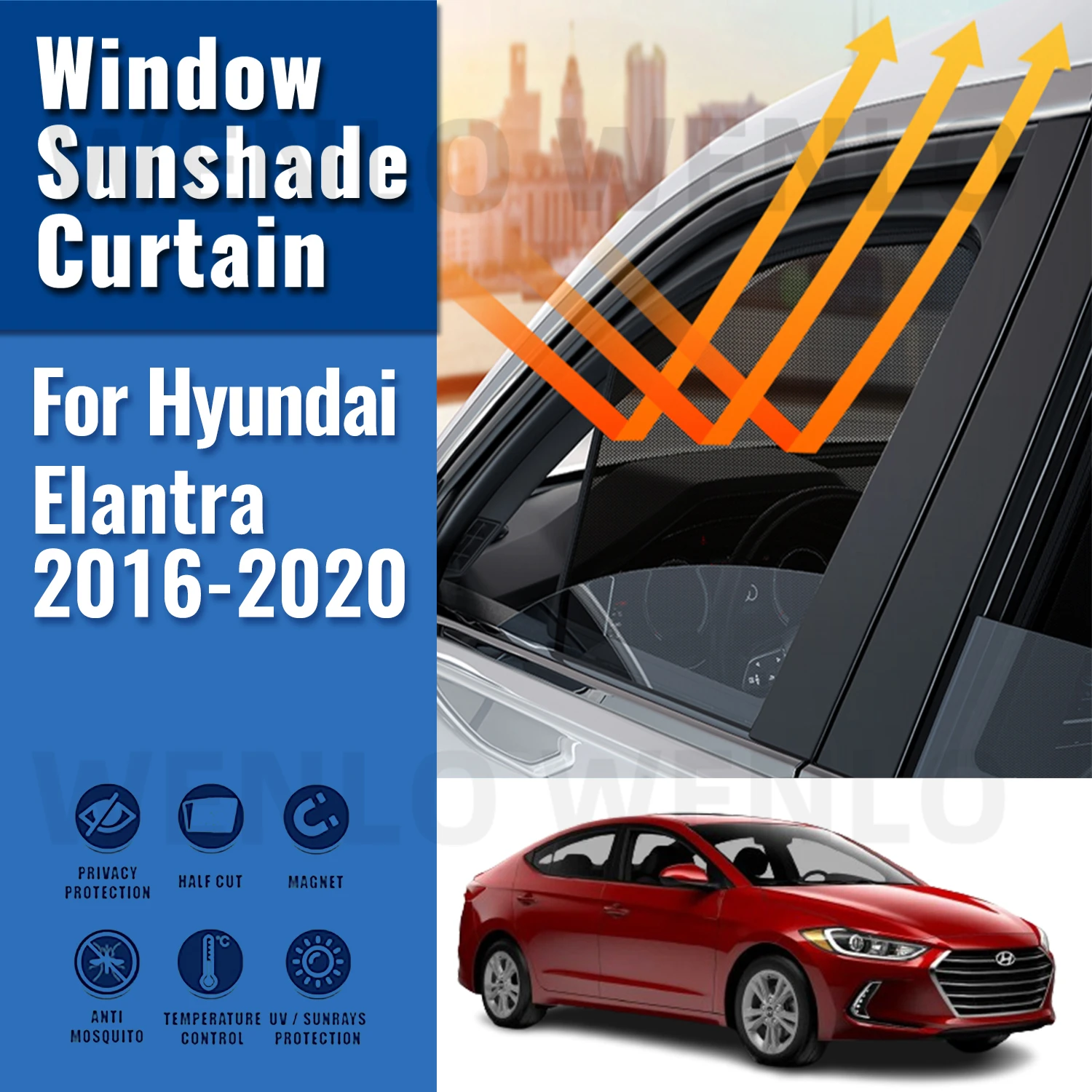 For Hyundai Elantra Avante AD 2016-2020 Magnetic Car Sunshade Visor Front Rear Windshield Frame Curtain Side Window Sun Shade