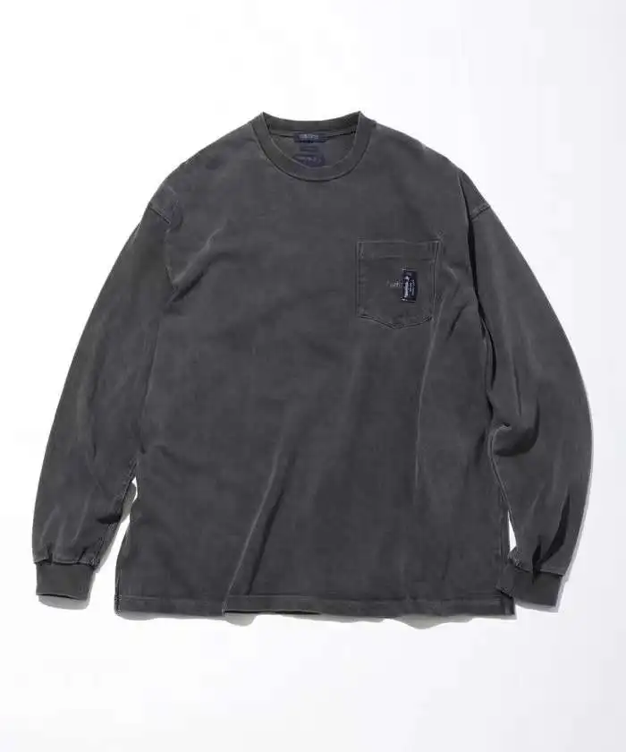 

Japanese Washed Vintage Loose Long Sleeved T-shirt for Men's Casual Cotton Tees 22SS