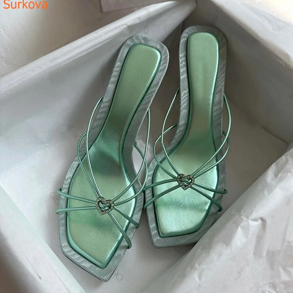 Square Toe Stiletto Heels Women Slippers Fashion Sexy Modern Cross Tied Summer Slingback 2023 Solid New Arrivals Women Shoes