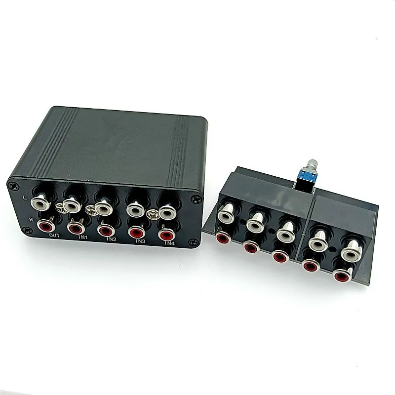 No Power Supply 4 Input 1 Output / 1 Input 4 Output Four-way Audio Signal Switcher Amplifier Speaker Audio Splitter Selector Box