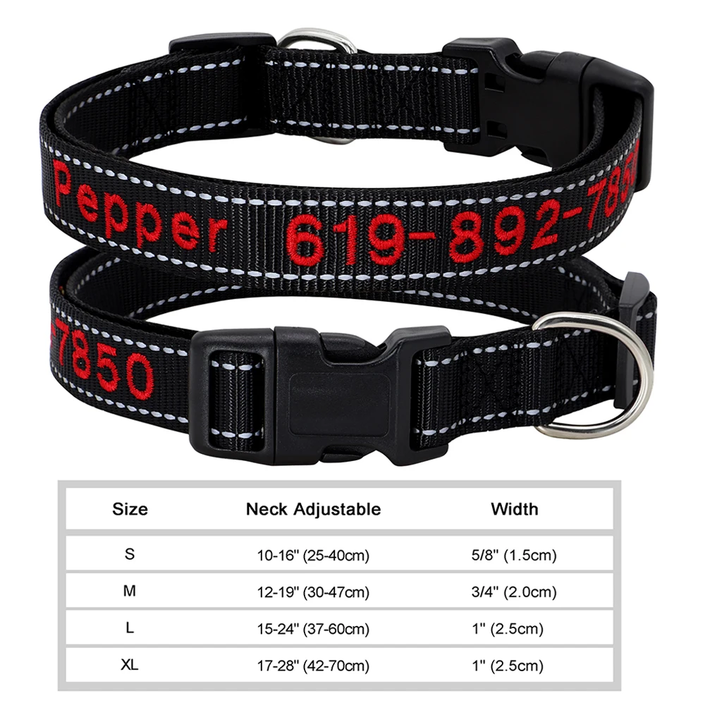 Verstelbare Nylon Geborduurde Halsband Aangepaste ID Naam Accessoires Huisdier Halsbanden Voor Kleine Middelgrote Honden Huisdieren Benodigdheden Perro