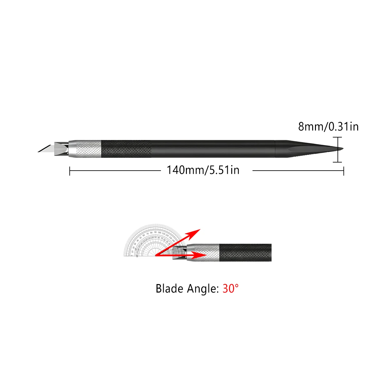 Metal Hobby Pen Knife 30° Precision Engraving Cutter Non‑Slip Handle DIY Craft Tool for Rubber Stamp Paper Cutting Wood Carving