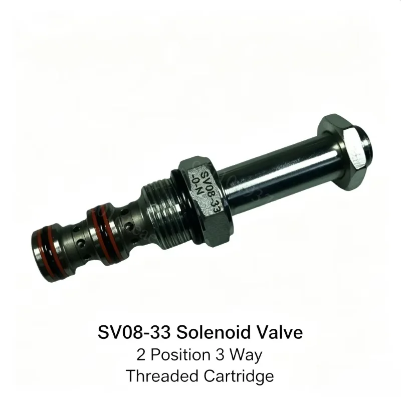 SV08-33 Two-position Three-way Threaded Cartridge Solenoid Valve, 11LPM Hydraulic Control Valve