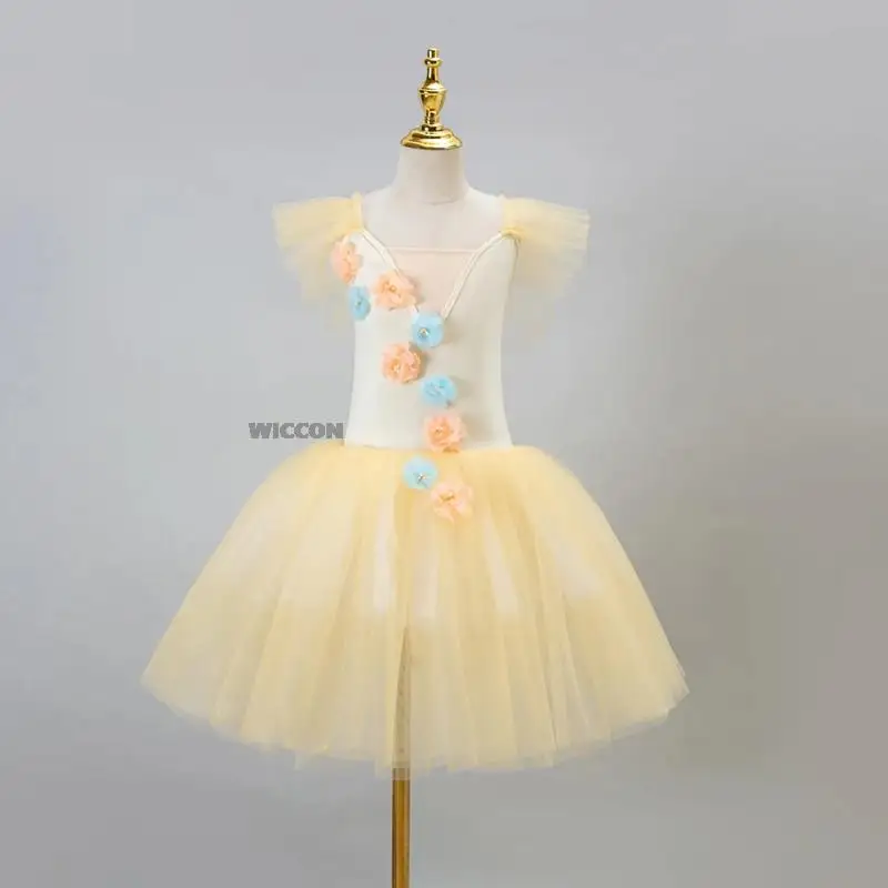 2024 abbigliamento da sala da ballo per bambini abbigliamento da ballo in pizzo vestito Tutu abiti da ballo per ragazze abiti da spettacolo per bambini vestito da principessa
