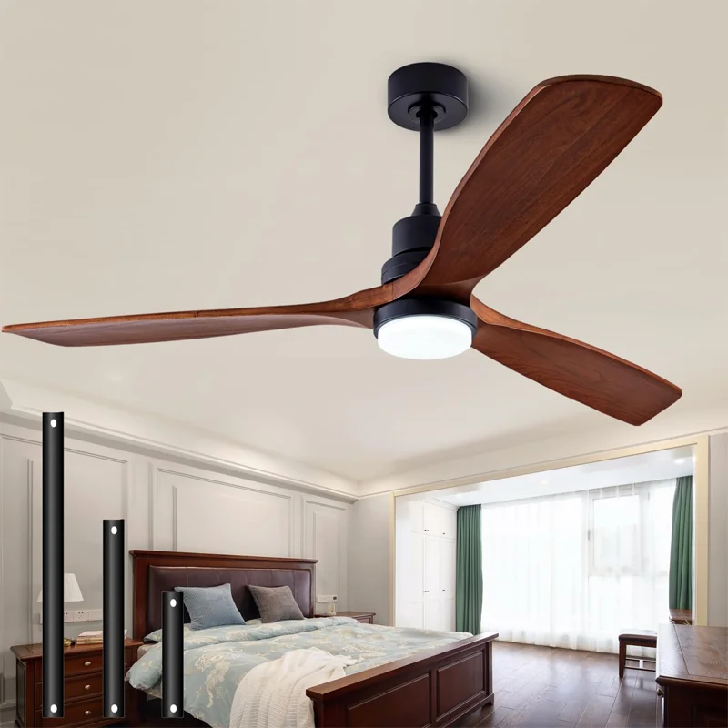 Modern Solid Wood Ceiling Fan Light Remote Control Ceiling Fan Lamp mute Adjustable Six Levels Wind Speed Living bedroom Decor