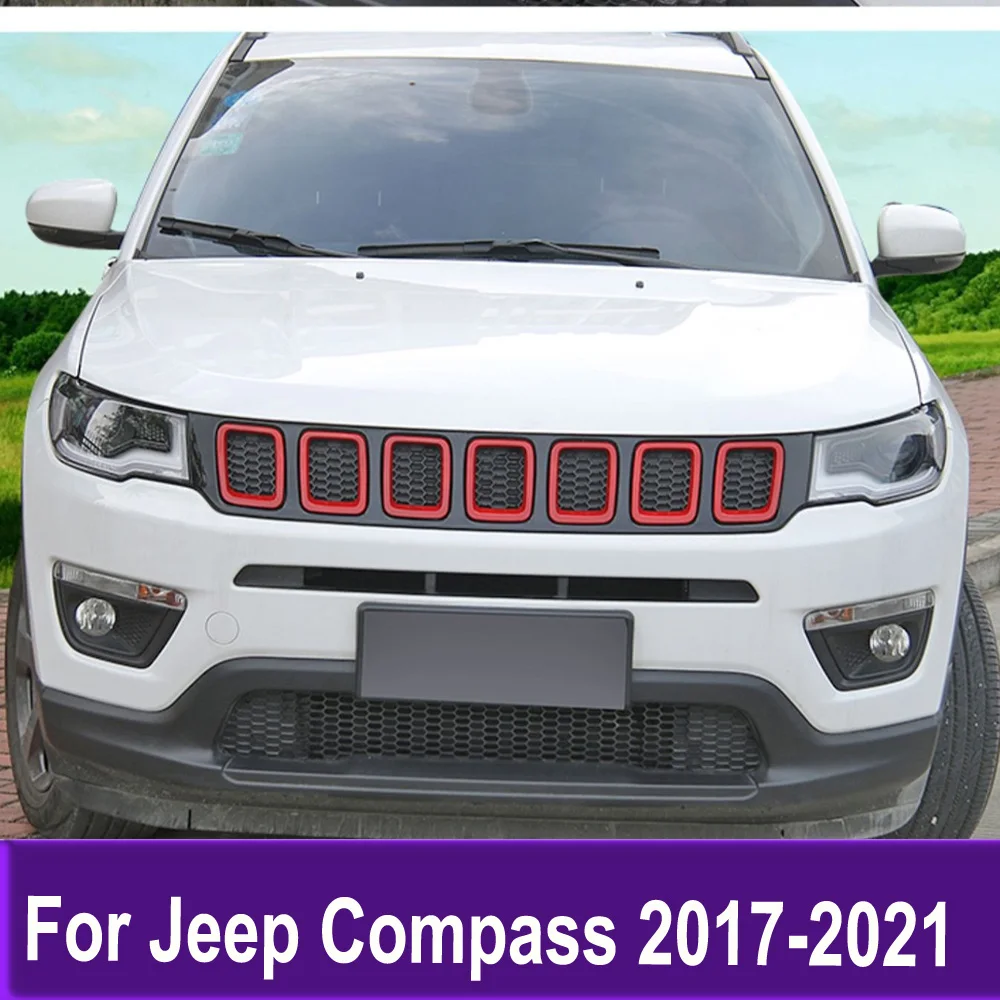 

Передняя Центральная решетка радиатора, решетчатая Накладка для Jeep Compass 2017 2018 2019 2020 2021, автомобильная наклейка, внешние аксессуары