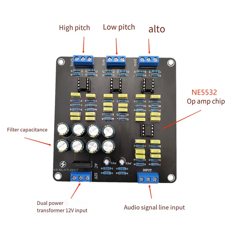FORW-2X NE5532 Luidspreker Crossover Filter Dual-Channel 2.0 Stereo Hoge/Midden/Bas 3-Way DIY luidspreker Versterker Divider