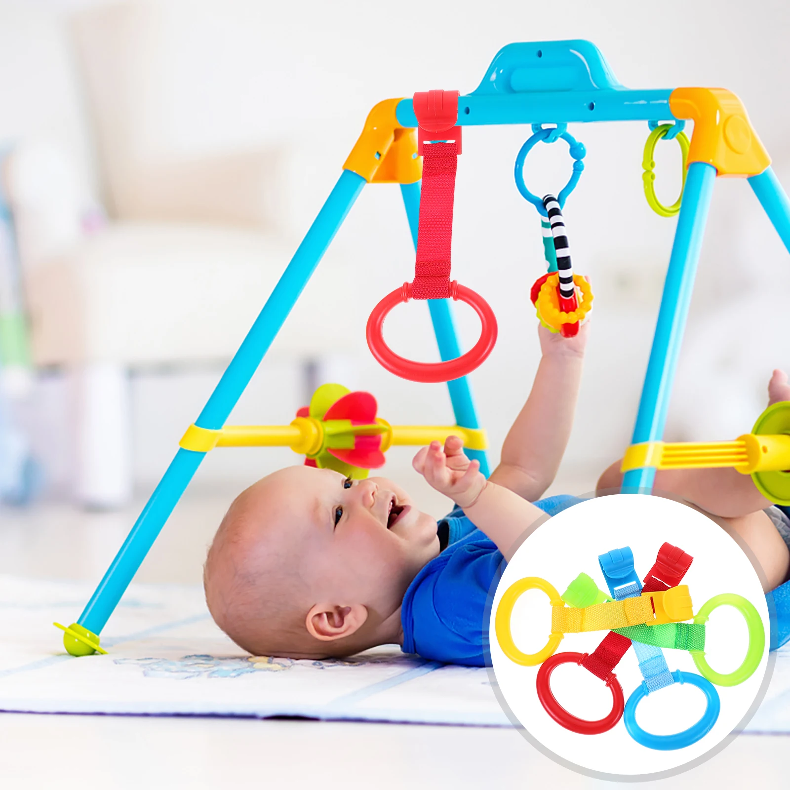 

8 Pcs Baby Standing Pull Rings Crib Gymnastics Equipment Plastic Clip Bed Hand Rings Tiny Stand Up Aid Safe Material