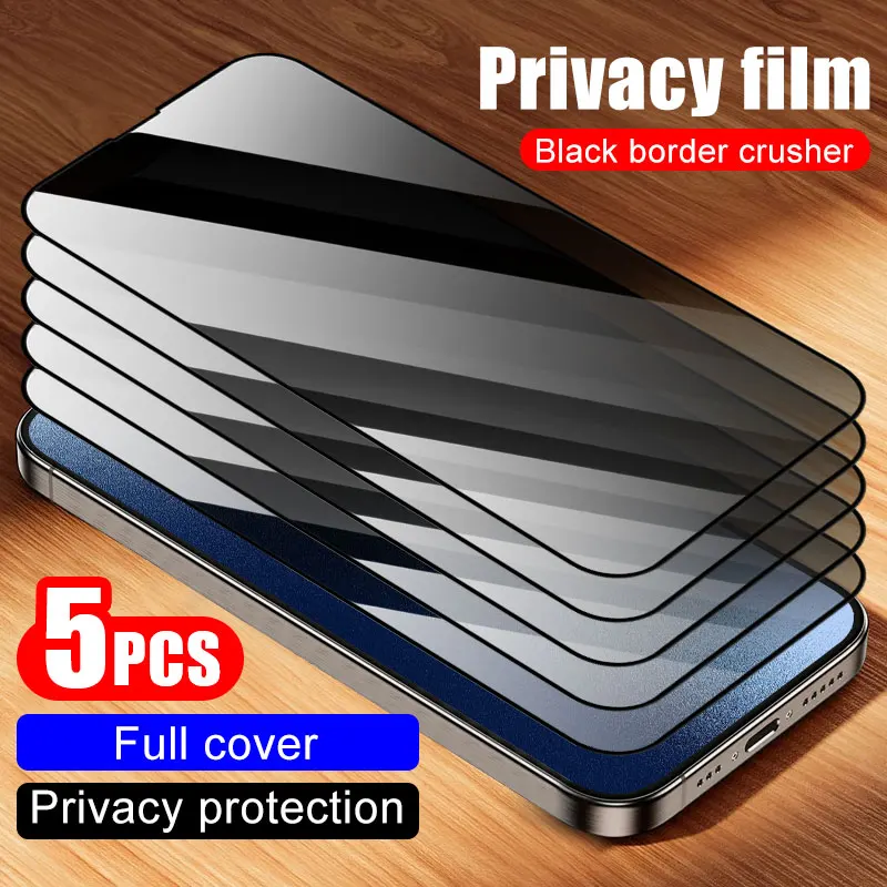 

5pcs Protective Film For IPhone 16 15 Plus Privacy Glass Smartphone Screen Protector 14 13 12 Mini Tempered Glass 11 Pro Max