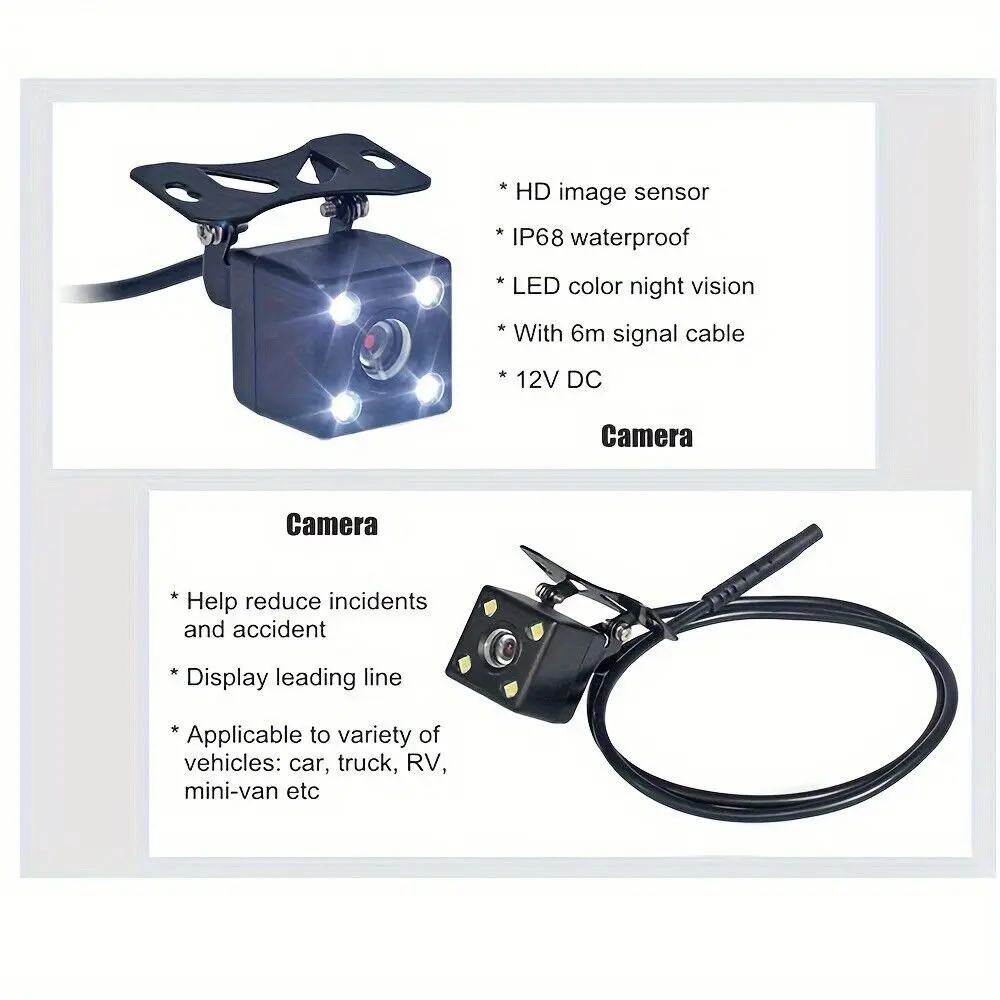 Rear View Invertendo Backup Camera, 4LED Display, Estacionamento Set, 4.3 Polegada