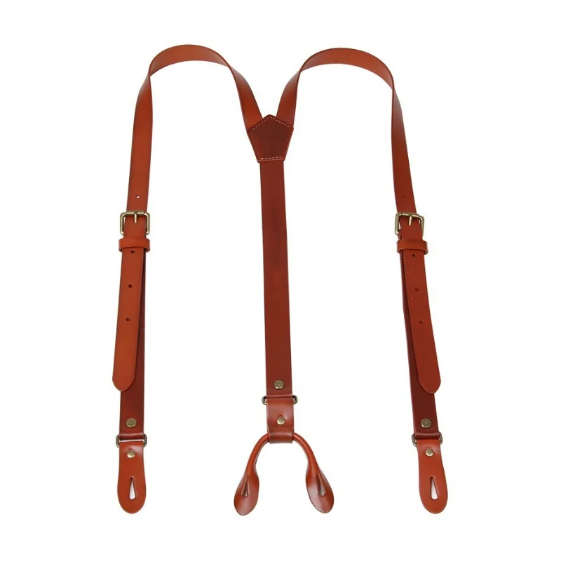 2*130Cm Leather Men\'s Suspenders 4 Button Suspenders For Men Adjustable Tactical Suspenders Braces Accessories Man Harness Man