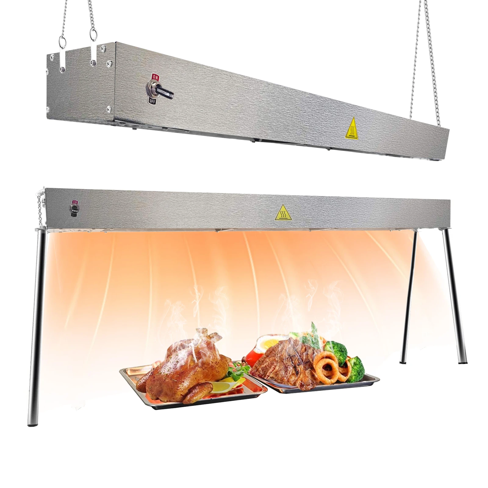 Dontalen 750W Commercial Grade Stainless Steel Food Warmer Lamp High-Power Long Strip for Heat Distribution Restaurants Buffets