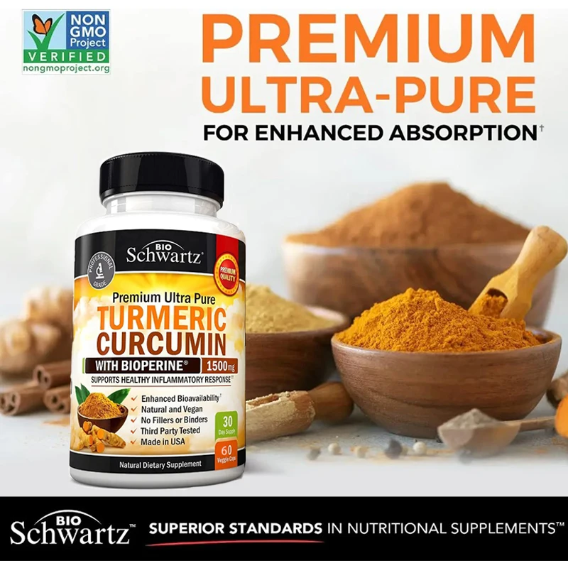 Turmeric Capsules Black Pepper Capsules Joint Supplement Natural Dietary Supplement Promotes Healthy Inflammatory Responset