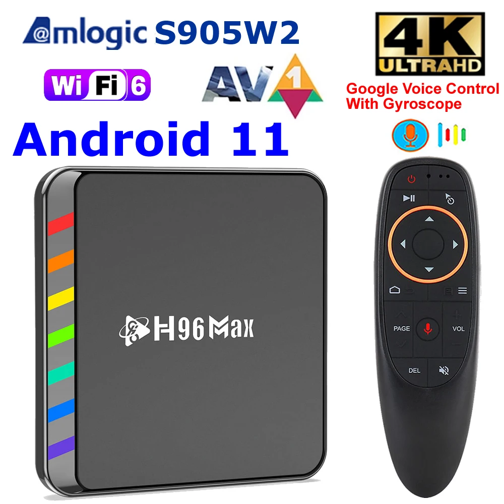 H96 Max W2 TV Box Amlogic S905W2 Android 11 MAX 4GB RAM 64GB ROM Set Top Box AV1 BT5.0 WIFI6 4K 3D HDR Media Player