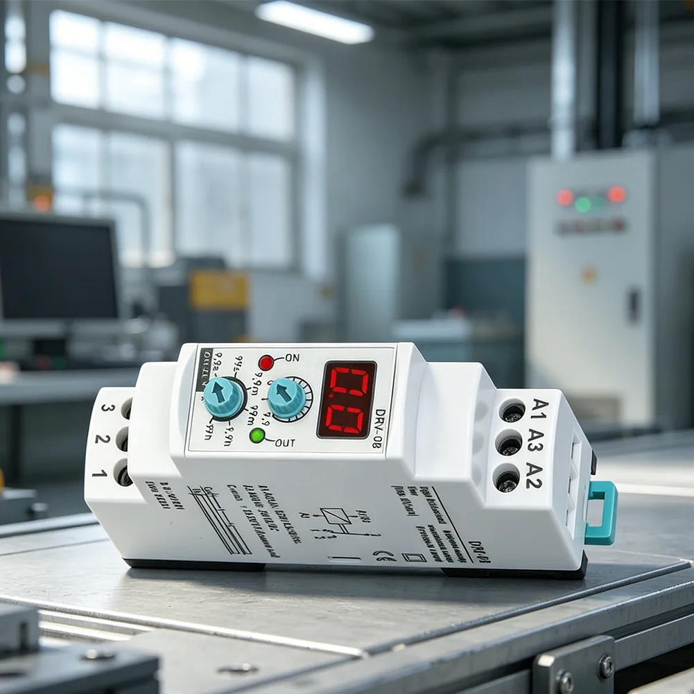 Time Relay DRV-08 for DSP Applications with Digital Display Flashing Indicator During Active Countdown Operation