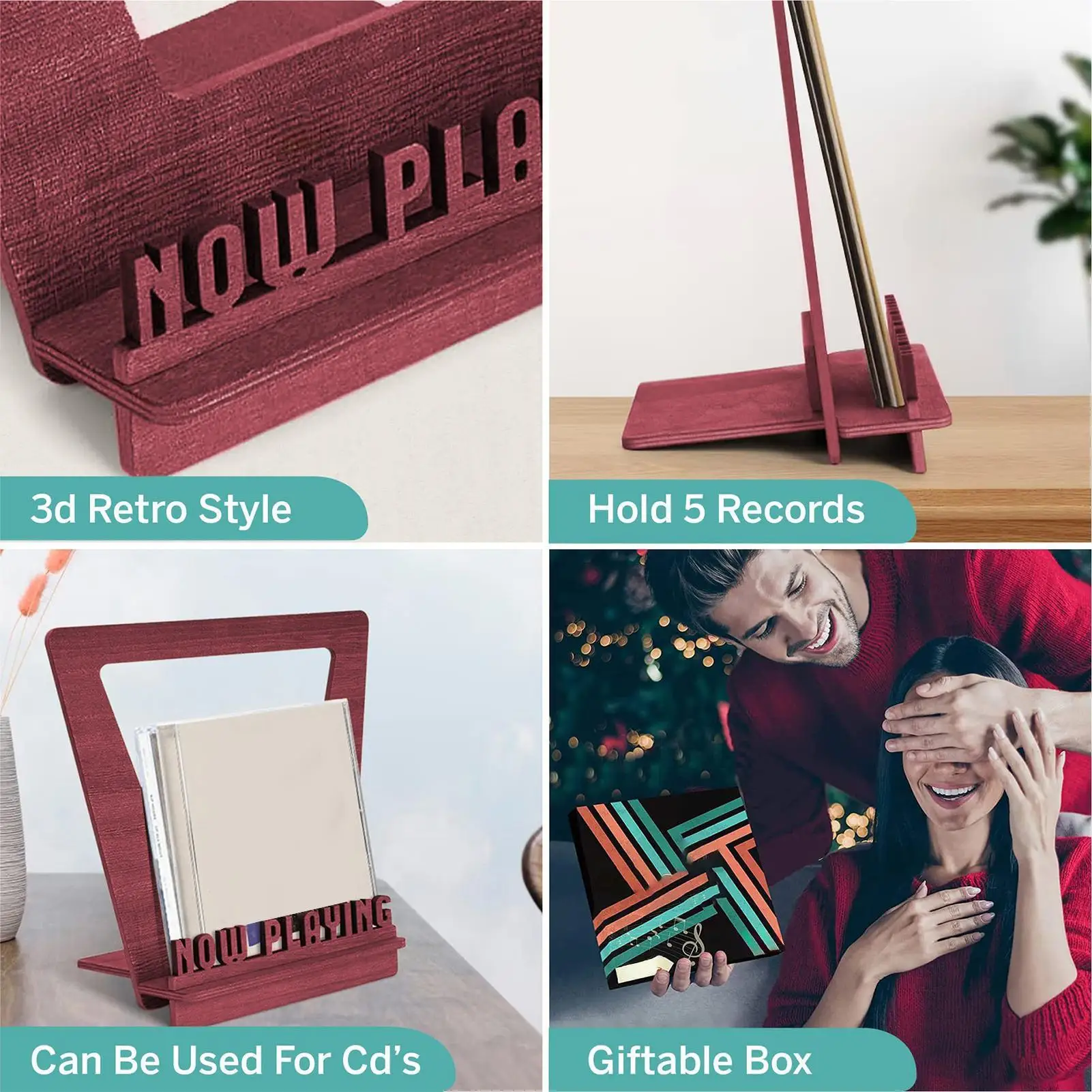 Playing Record Holder Playing Wood Stand Record Storage Rack Album Storage Shelves Holds Up To 5 LP For Home Decoration Holder image 5