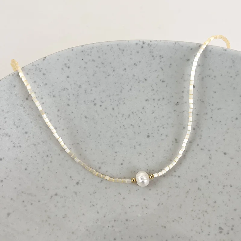 Necklace Colorful Beads Freshwater Pearl Layered Choker for Women Trendy Unique Stackable Elegant Versatile Premium Jewelry